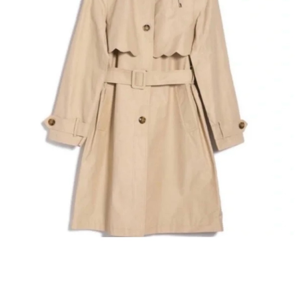 KATE SPADE New York Scalloped Belted Hood Rain Trench Coat
